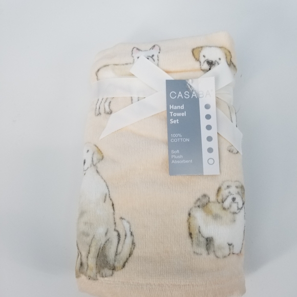 Casaba Other - Casaba Dog Print Set Of 2 Hand Towels Home Lab Pug Poodle NWT